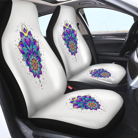 Image of Half Moon Purple Mandala Illustration SWQT5340 Car Seat Covers