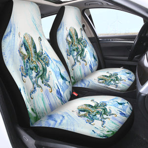 Watercolor Big Octopus Blue & Green Theme SWQT5341 Car Seat Covers