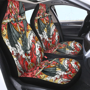 Evil Cross Dark Theme Color Pencil Sketch SWQT5344 Car Seat Covers