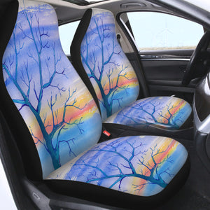 Watercolor Big Tree & Rainbow Blue Theme SWQT5351 Car Seat Covers