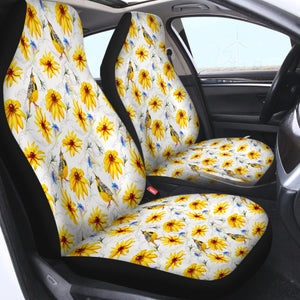 Multi Yellow Aster Flowers & Sunbirds SWQT5353 Car Seat Covers