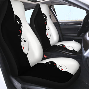 B&W Face Masks Red Lips SWQT5447 Car Seat Covers