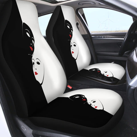 Image of B&W Face Masks Red Lips SWQT5447 Car Seat Covers