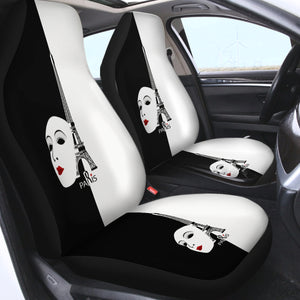 B&W Paris Eiffel Tower Face Mask Red Lips SWQT5448 Car Seat Covers