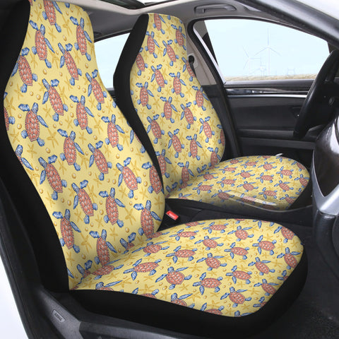 Image of Multi Ocean Turtles Yellow Theme SWQT5449 Car Seat Covers