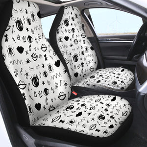 B&W Mini Gothic Sketch SWQT5456 Car Seat Covers