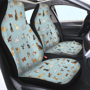 Cute Dogs Drawing SWQT5464 Car Seat Covers