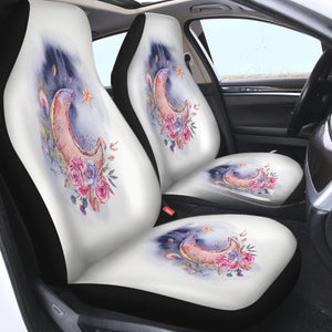 Watercolor Flowers And Moon SWQT5465 Car Seat Covers