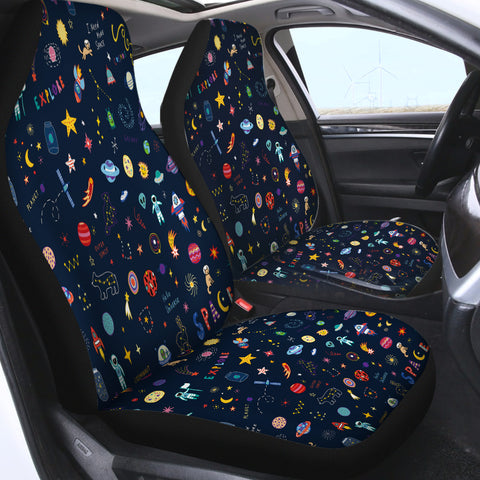 Image of Cute Colorful Tiny Universe Draw SWQT5467 Car Seat Covers