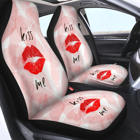 Image of Kiss Me Red Lips Pink Theme SWQT5476 Car Seat Covers