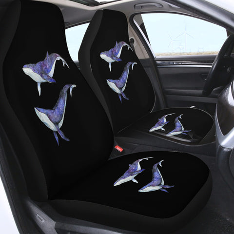 Image of Double Galaxy Big Whales Black Theme SWQT5477 Car Seat Covers