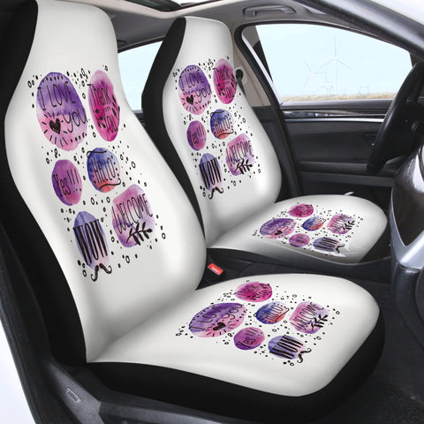 Image of I Love You Galaxy Splatter White Theme SWQT5480 Car Seat Covers