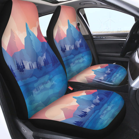 Image of Pastel Colorful Landscape Illustration SWQT5481 Car Seat Covers