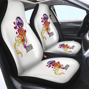 Dark Purple Watercolor Brush Jellyfish SWQT5483 Car Seat Covers