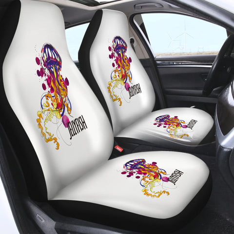 Image of Dark Purple Watercolor Brush Jellyfish SWQT5483 Car Seat Covers