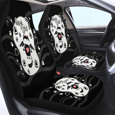 Image of Good Night Lovely Cat Black Theme SWQT5484 Car Seat Covers