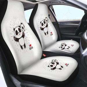 Cute Little Panda I Love Soccer SWQT5491 Car Seat Covers