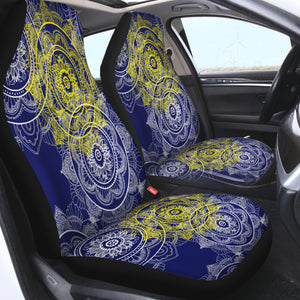 Yellow & White Line Mandala Navy Theme SWQT5493 Car Seat Covers