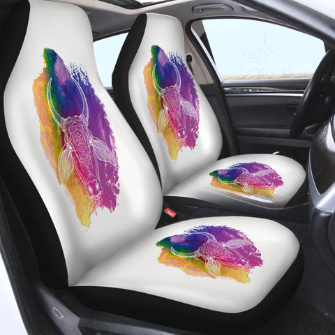 Image of Colorful Splatter Mandala Buffalo White Line SWQT5497 Car Seat Covers