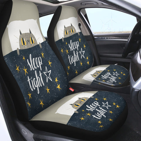 Image of Cute Grey Cat Sleep Tight SWQT5501 Car Seat Covers