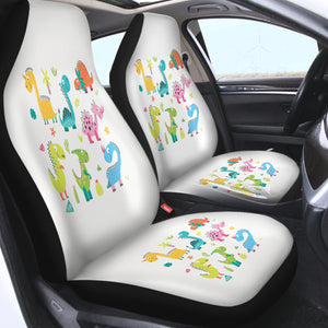 Cute Colorful Dinosaurs SWQT5502 Car Seat Covers