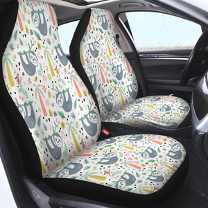 Cute Sloth Colorful Theme SWQT5503 Car Seat Covers