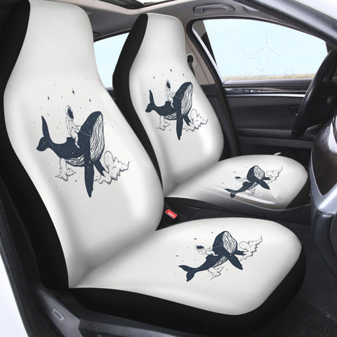 Image of Astronaut Riding Big Whale SWQT5504 Car Seat Covers