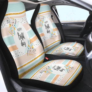 Happy Birthday Floral Pastel Stripes SWQT5596 Car Seat Covers