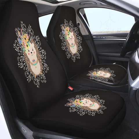 Image of Cute Floral Pastel Hedgehog SWQT5597 Car Seat Covers