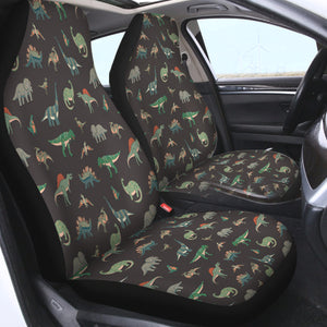 Collection Of Dinosaurs Dark Grey Theme SWQT5599 Car Seat Covers