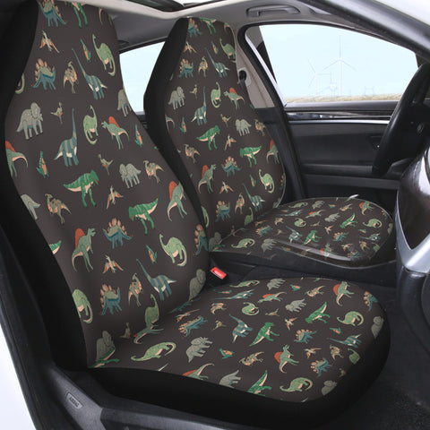 Image of Collection Of Dinosaurs Dark Grey Theme SWQT5599 Car Seat Covers