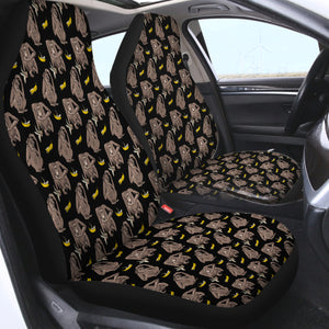 Multi Monkeys & Bananas Black Theme SWQT5601 Car Seat Covers