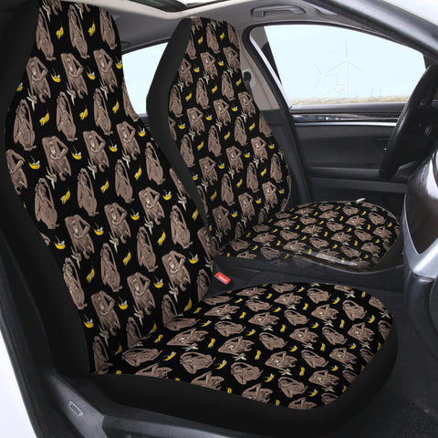 Image of Multi Monkeys & Bananas Black Theme SWQT5601 Car Seat Covers