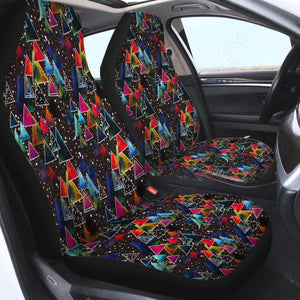 Multi Galaxy Triangles White Outline SWQT5605 Car Seat Covers
