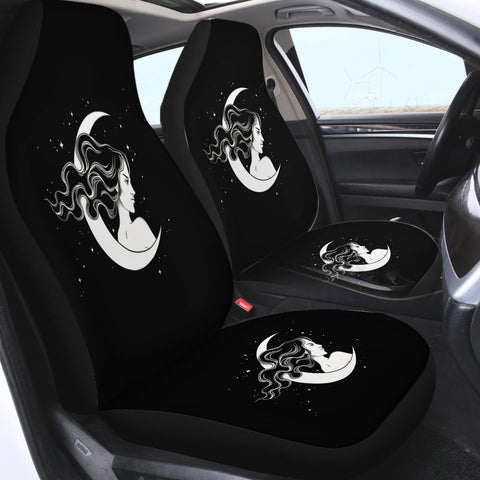 Image of B&W Lady & Half Moon SWQT5606 Car Seat Covers