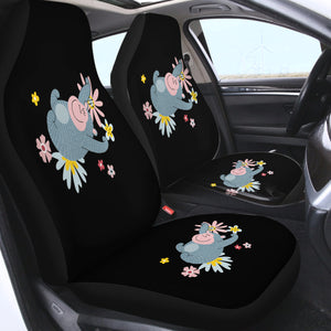 Cute Pastel Color Monkey Sleeping On Flowers SWQT5607 Car Seat Covers