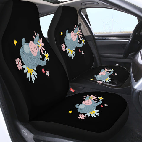 Image of Cute Pastel Color Monkey Sleeping On Flowers SWQT5607 Car Seat Covers
