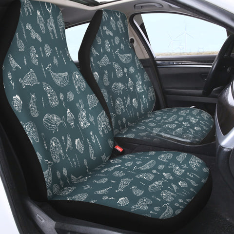 Image of Collection Of Mandala Animals White Line SWQT5608 Car Seat Covers