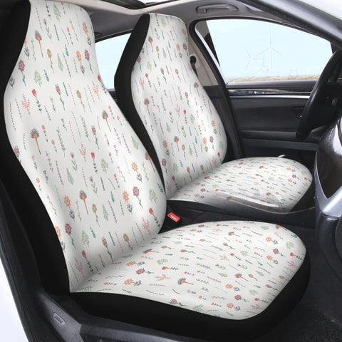 Image of Vintage Flowers White Theme SWQT5610 Car Seat Covers