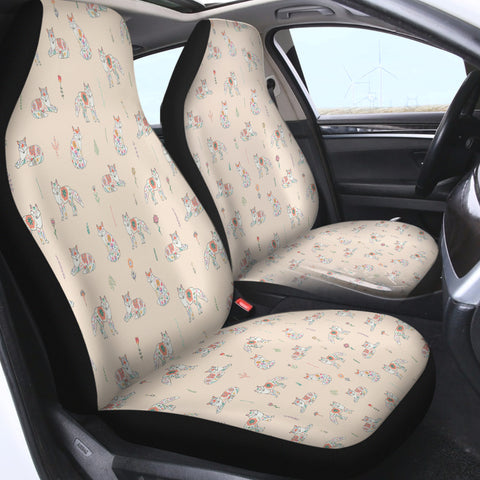 Image of Multi Pastel Color Mandala Fox SWQT5612 Car Seat Covers