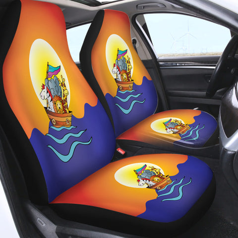 Image of Animals On Boat Under The Sun SWQT5613 Car Seat Covers