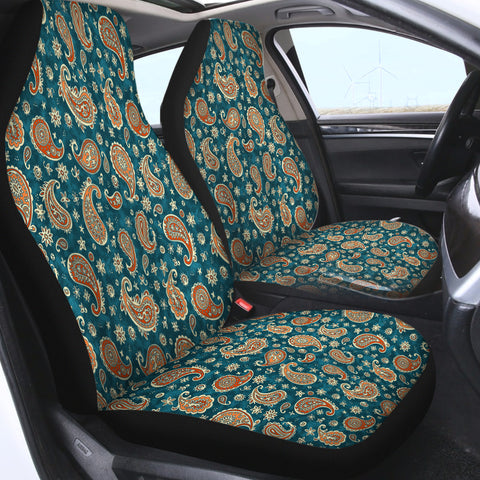 Image of Vintage Brown & Green Bandana Pattern SWQT5617 Car Seat Covers