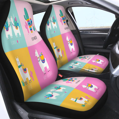 Image of Cute Shades Of Llama Pastel Theme SWQT5621 Car Seat Covers