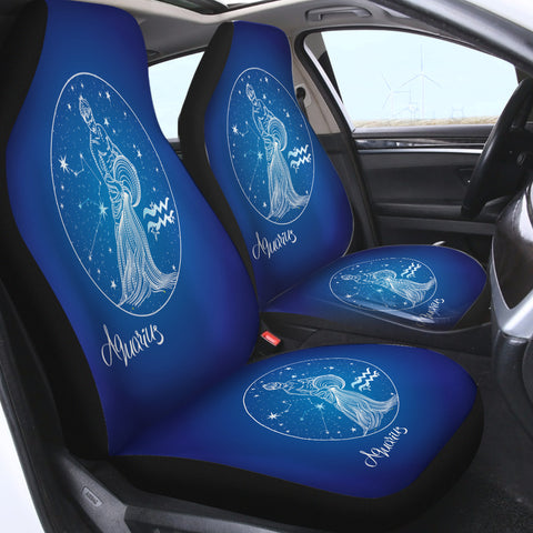Image of Aquarius Sign Blue Theme SWQT6108 Car Seat Covers