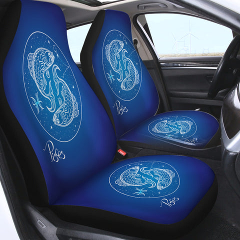 Image of Pisces Sign Blue Theme SWQT6115 Car Seat Covers