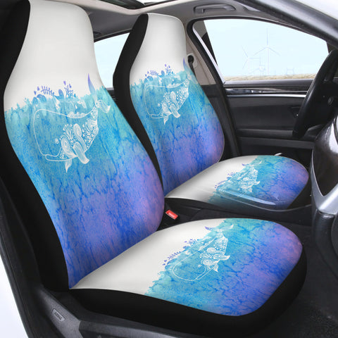 Image of Light Blue Mandala Fishing Theme SWQT6124 Car Seat Covers