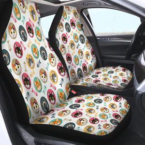 Collection Of Colorful Cute Cat Faces SWQT6126 Car Seat Covers