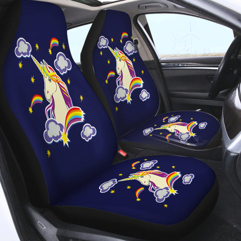 Image of Beautiful Unicorn Illustration Dark Blue Theme SWQT6135 Car Seat Covers