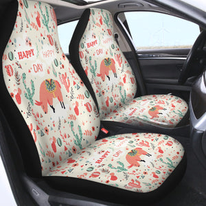 Happy Day Pink Llama SWQT6198 Car Seat Covers