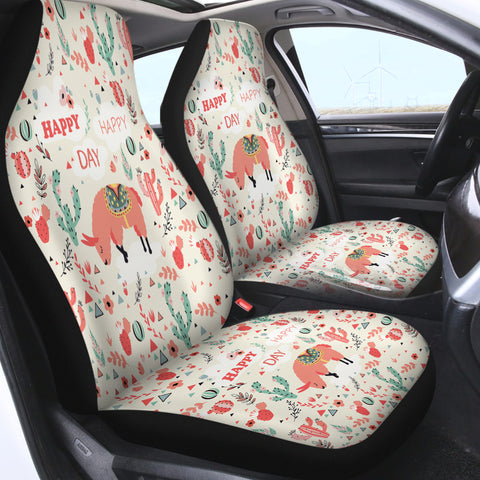 Image of Happy Day Pink Llama SWQT6198 Car Seat Covers